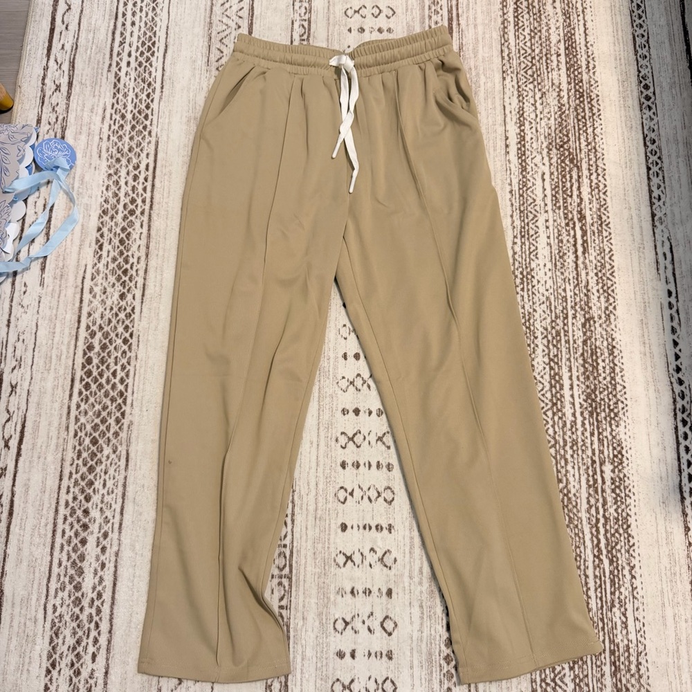 Men's Drawstring Joggers in Tan - Casual Everyday Wear